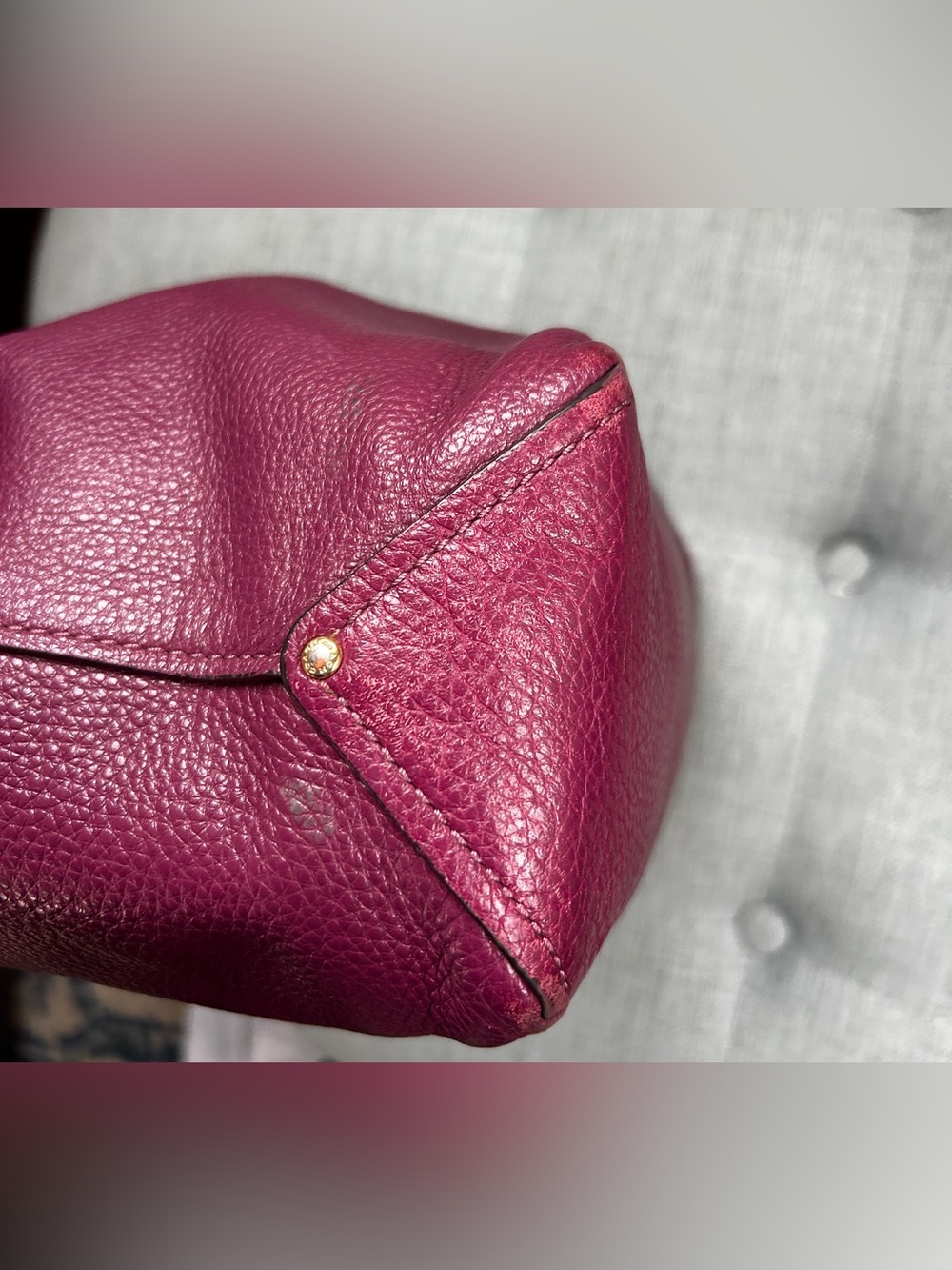 Coach Abby Duffle F31507 Dark Berry Pebbled Leather Hobo Shoulder Bag - Picture 10 of 16